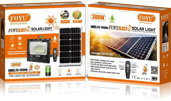 FOYULED - FARO CON PANNELLO SOLARE ENERGIA CREPUSCOLARE 300W . Piccarreta  Elettrica Shop