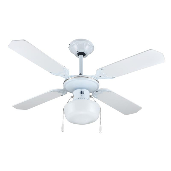 Immagine di VENTILATORE SOFFITTO 4PALE DIIAM.107CM BIANCO METALLO C/LUCE