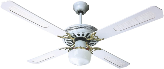 Immagine di VENTILATORE SOFFITTO 4PALE DIIAM.130CM LEGNO BIANCO C/LUCE