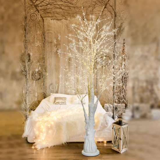 Immagine di ALBERO TRONCO BIANCO H210CM 900FLASHLED CALDO