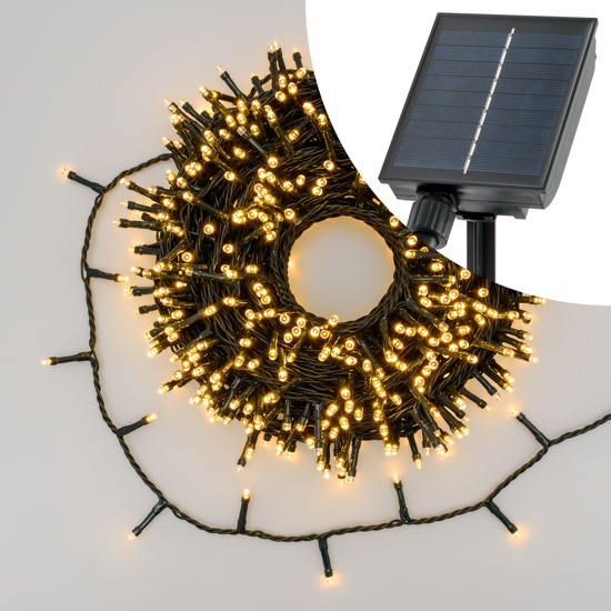 Immagine di CATENA C/PANNELLO SOLARE 1000 LED BIANCO CALDO 20MT