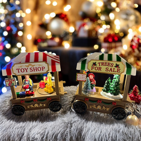 Immagine di DECORAZIONE CARRETTO NATALIZIO C/GIOCATTOLI ROTANTI