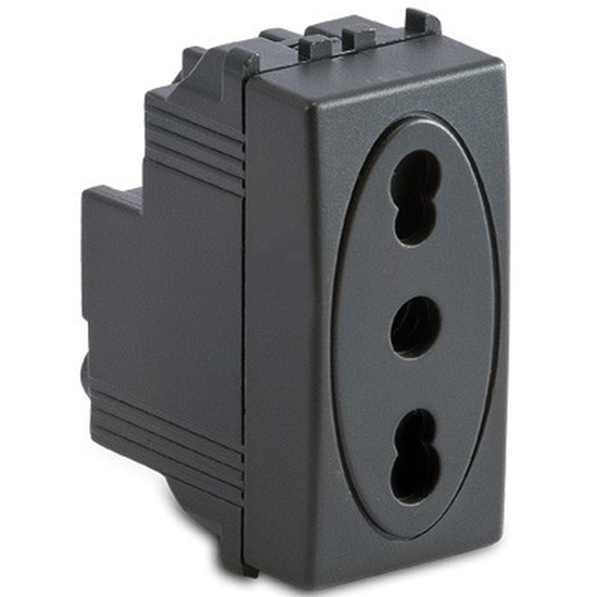 Immagine di MODO PRESA 2P+T 16A BIVALENTE GRIGIO